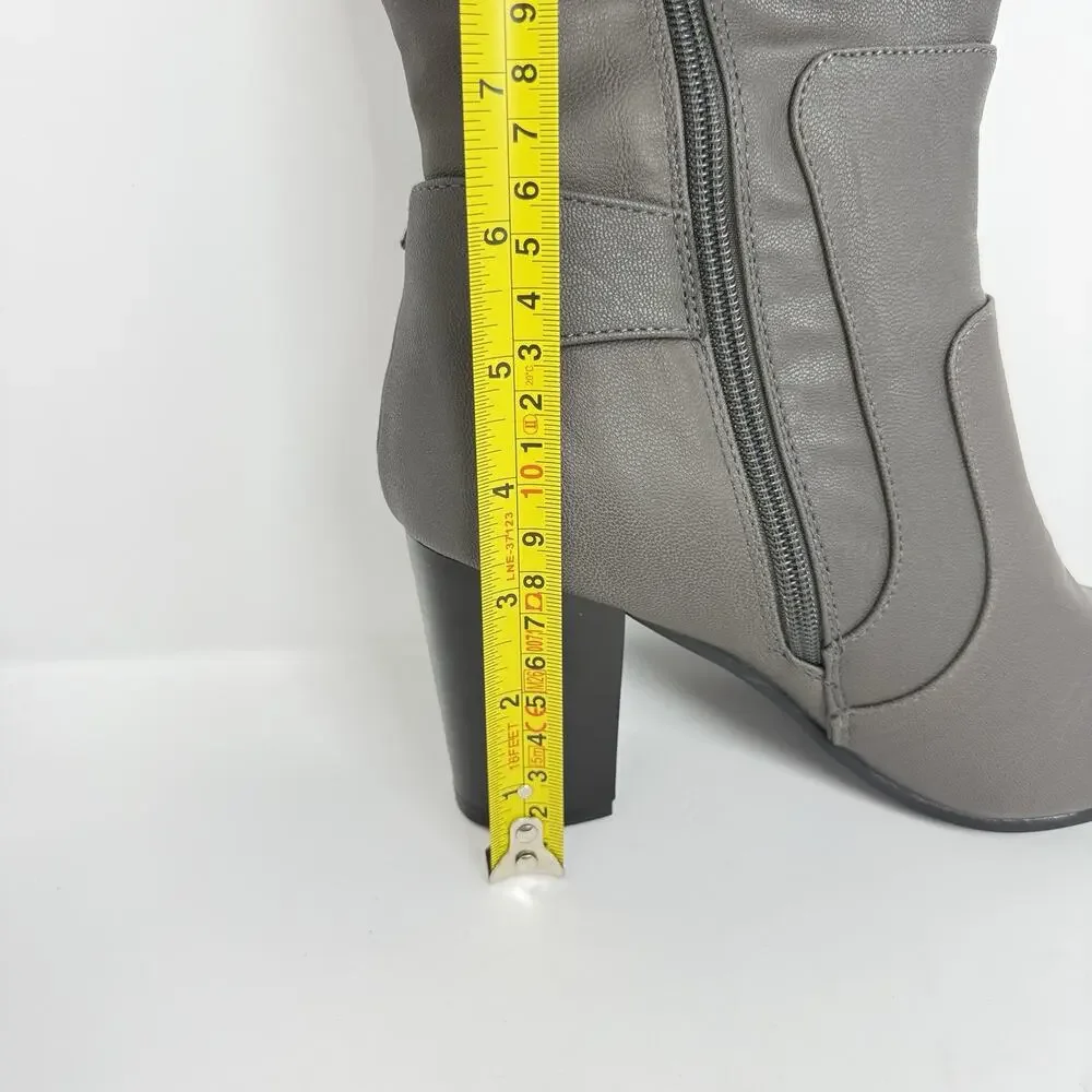 Journee Collection Carver Women’s Size 8 Grey Wide Calf Knee High Boots New